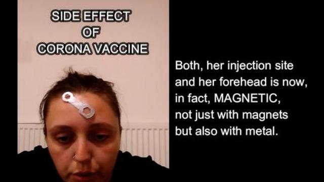 Woman discovers her forehead is magnetic and sticks to metal after taking Corona VaxÂ !